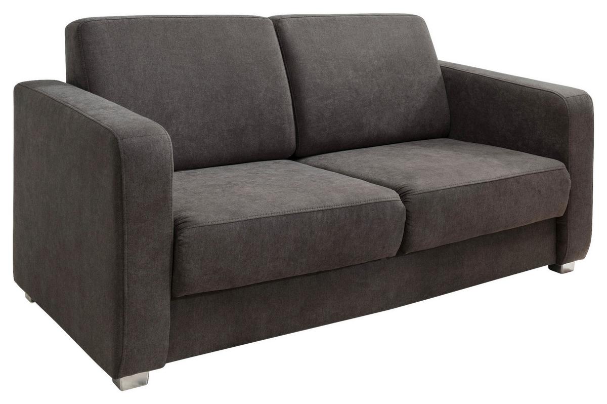 Schlafsofa Mia Dunkelbraun Mikrofaser - Chromfarben/Dunkelbraun, Basics, Kunststoff/Textil (159/88/87cm) - Livetastic