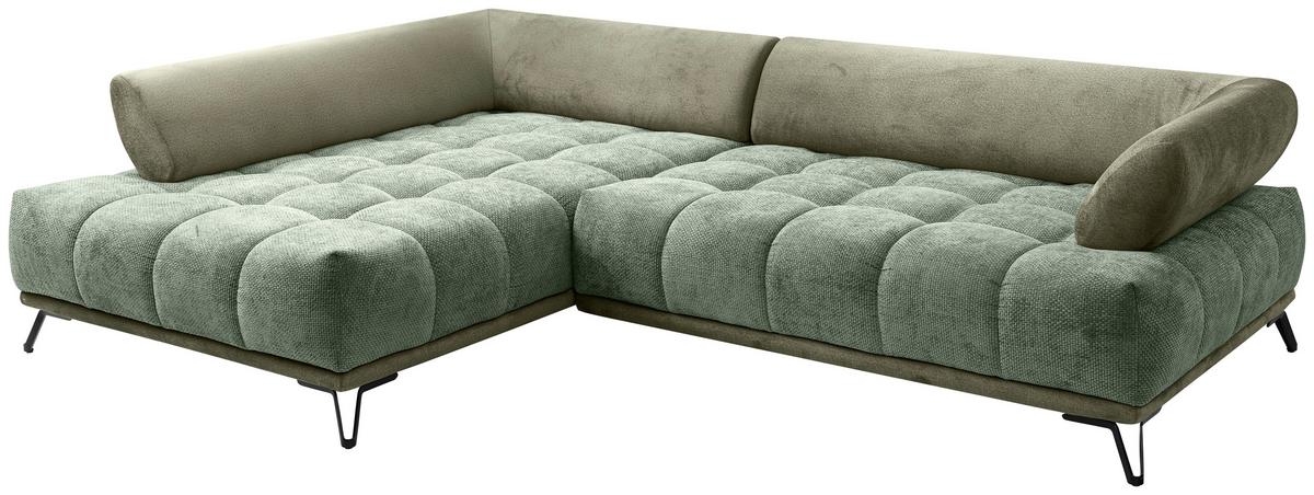 Ugaona Garnitura Largo N - zelena/crna, Moderno, tekstil/metal (184/262cm) - Modern Living