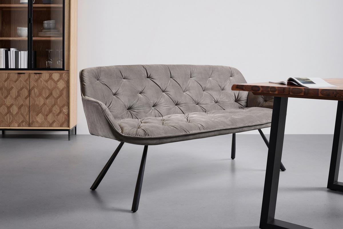 Sitzbank in Grau - Schwarz/Grau, MODERN, Textil/Metall (171/88/65cm) - Based