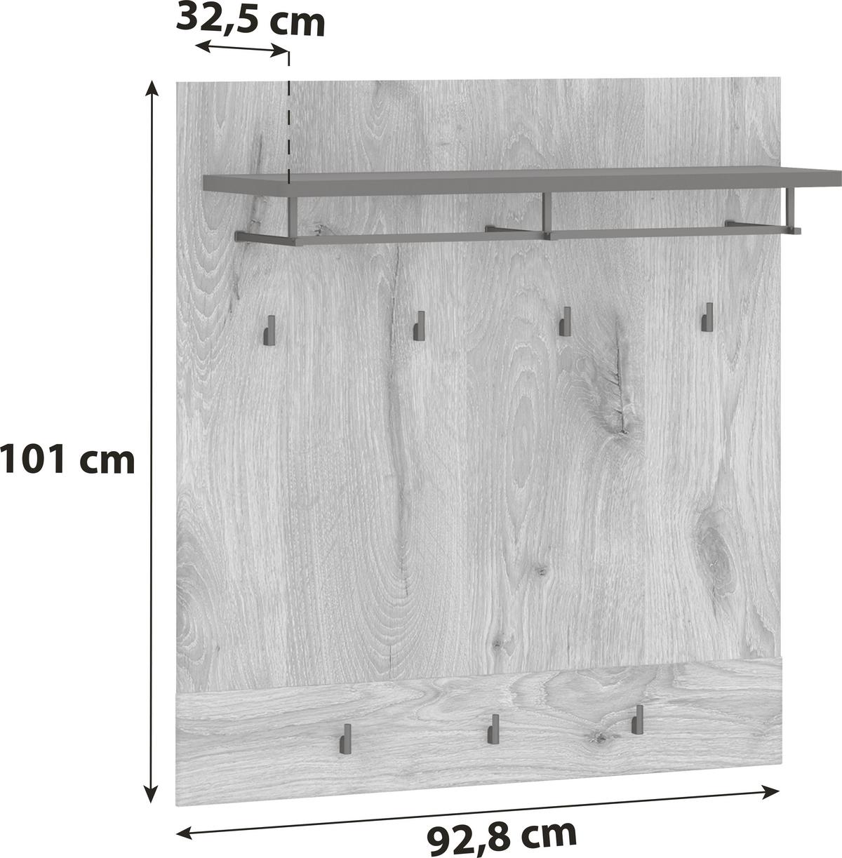 Garderobni Panel Grano, Barva Hrasta - barve hrasta, Trend, leseni material (92,8/101/32,5cm)