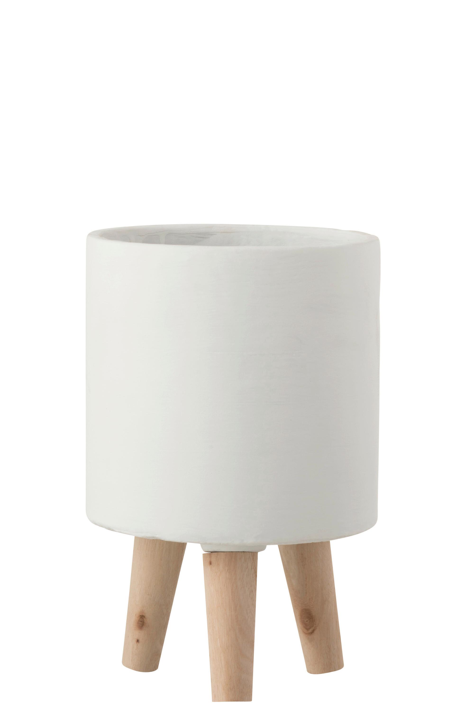 OSŁONKA NA DONICZKĘ 1174 - biały, Basics, kamień/drewno (16/24,5/16cm)