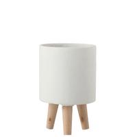 OSŁONKA NA DONICZKĘ 1174 - biały, Basics, kamień/drewno (16/24,5/16cm)