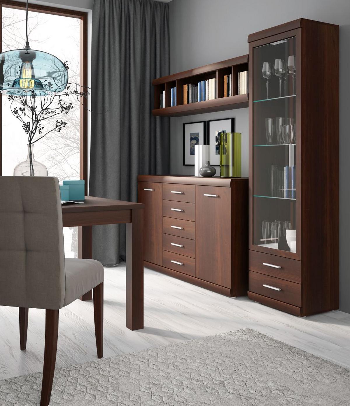 VITRIN IMPERIAL-D - nucă, Konventionell, material pe bază de lemn (50/195/38cm) - Modern Living