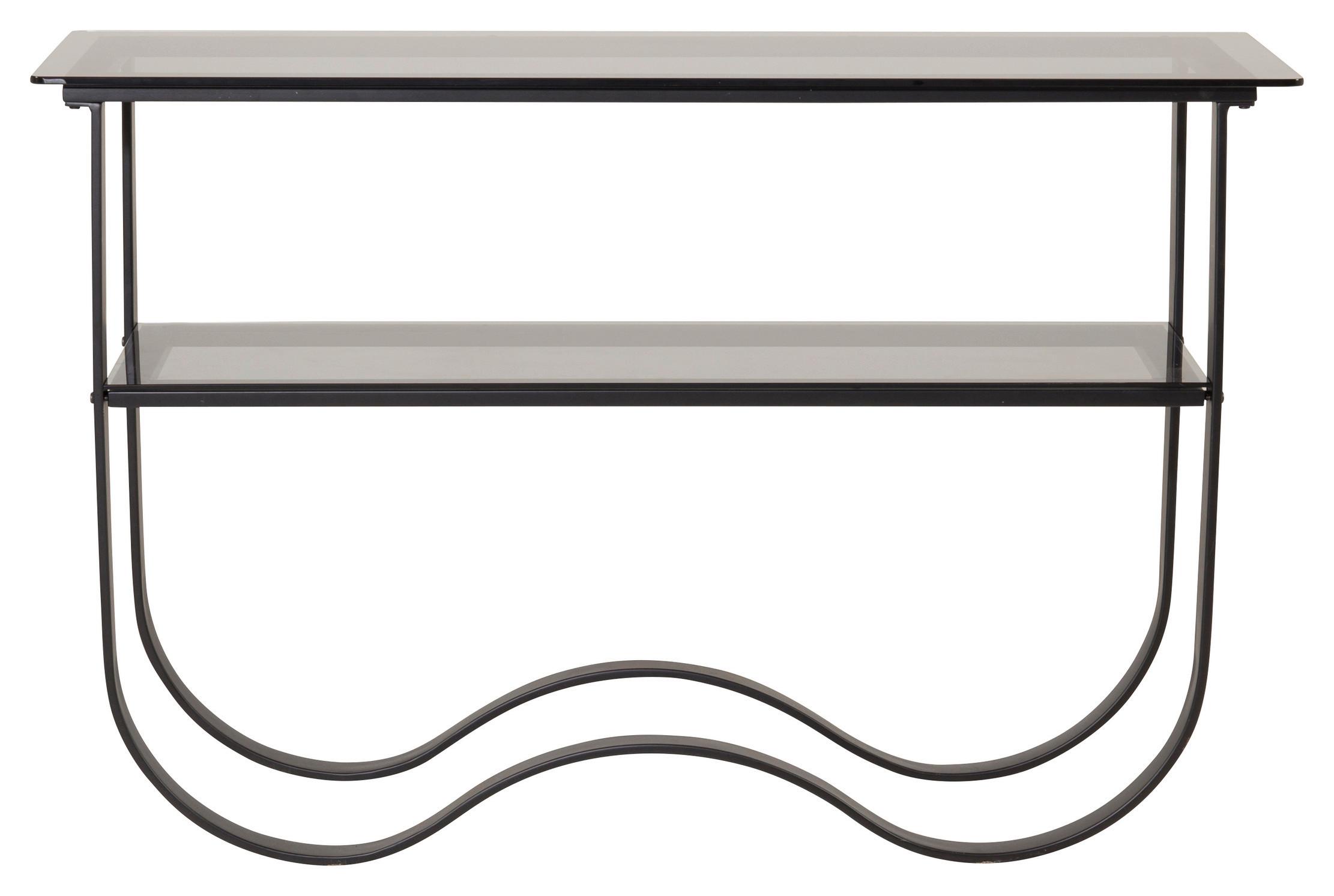 BEISTELLTISCH WAVY - Schwarz, Design, Glas/Metall (117/33,5/76cm) - Livetastic