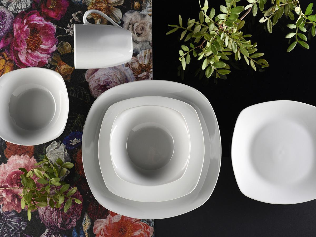 Kombinirani Servis Square, 16-Delni - bela, Basics, keramika - Creatable