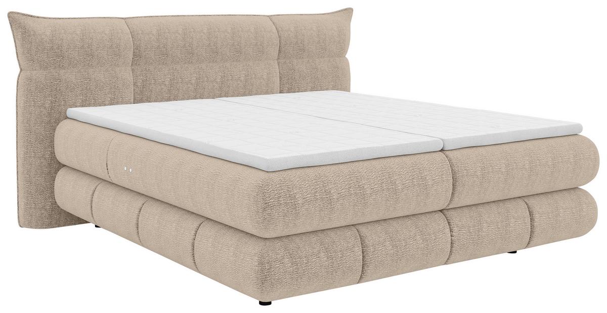Boxspringbett Auris Ecru ca. 180x200cm - Ecru/Schwarz, KONVENTIONELL, Kunststoff/Textil (180/200cm) - Sembella