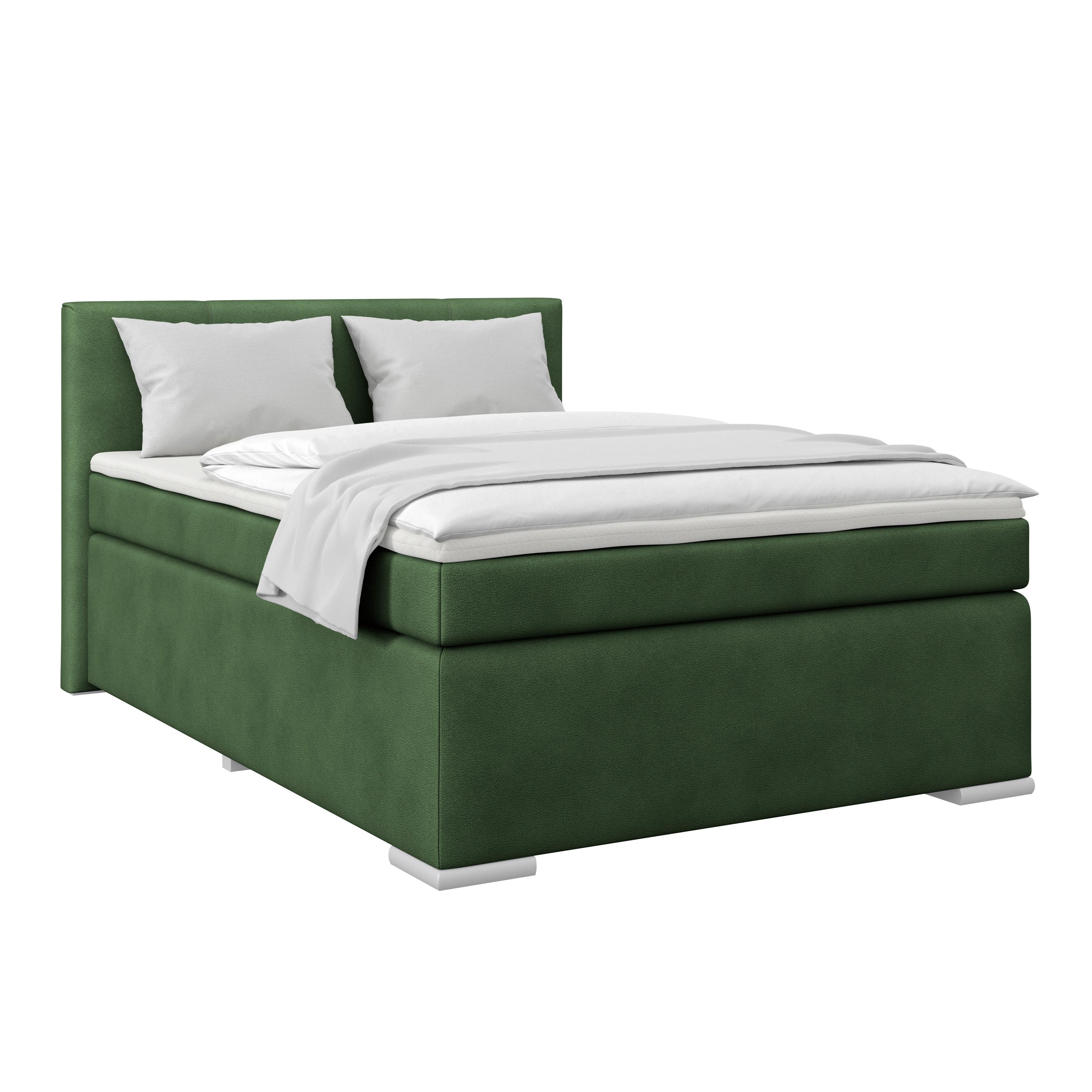 Boxspring Krevet Mira 1 - tamno zelena, Basics, metal/tekstil (120/200cm)