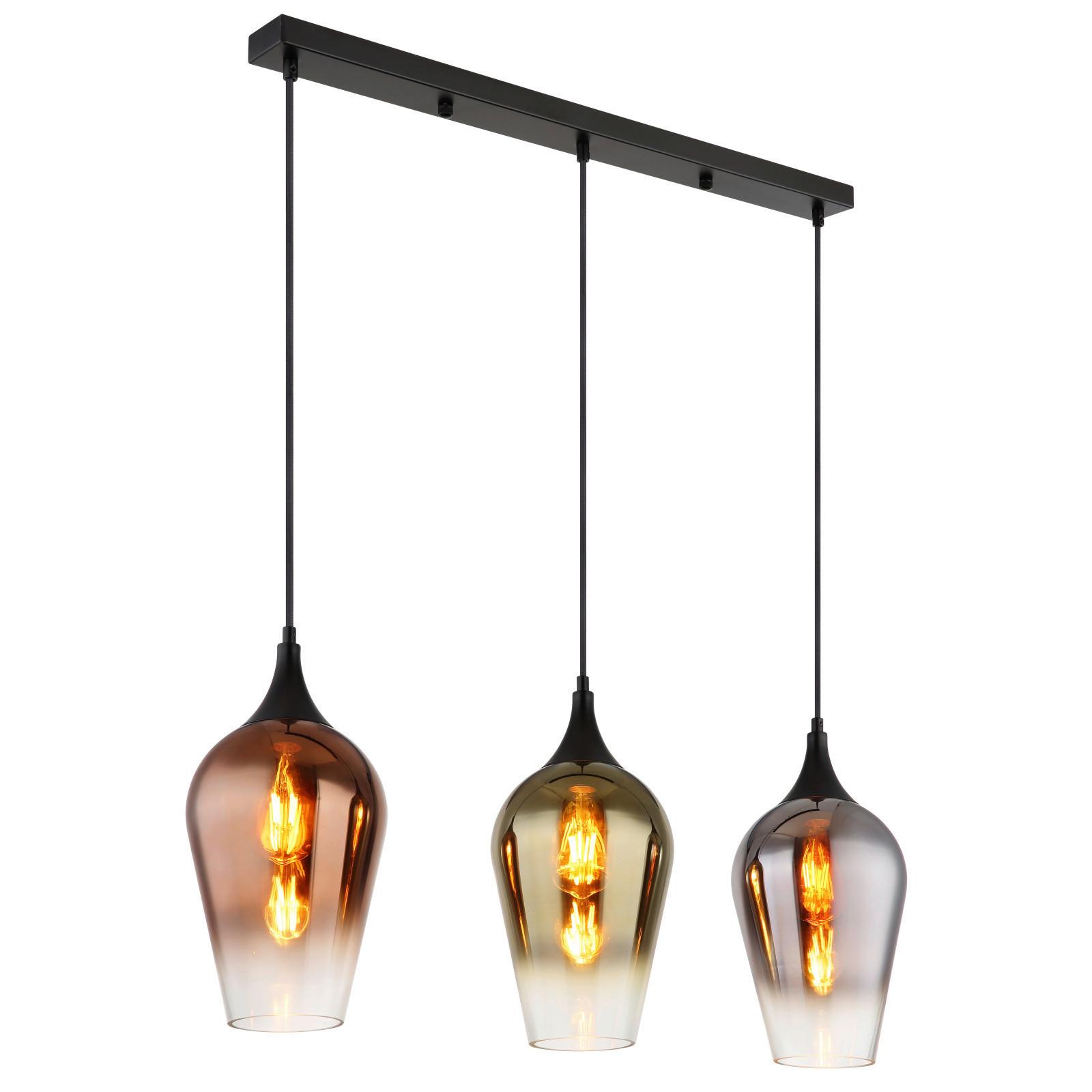 Hängeleuchte Lavus Kupferfarben max. 60 Watt - Chromfarben/Goldfarben, Design, Glas/Metall (83/18/120cm) - Globo