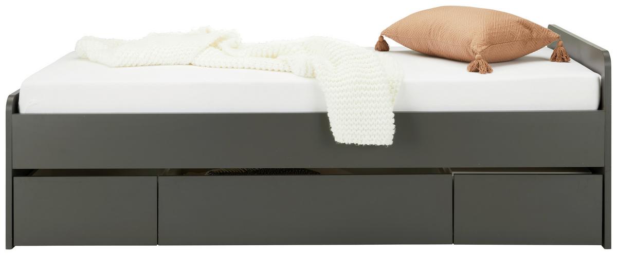 Bett in Anthrazit ca. 90x200cm - Anthrazit, KONVENTIONELL, Holzwerkstoff (94/60/204cm) - Based