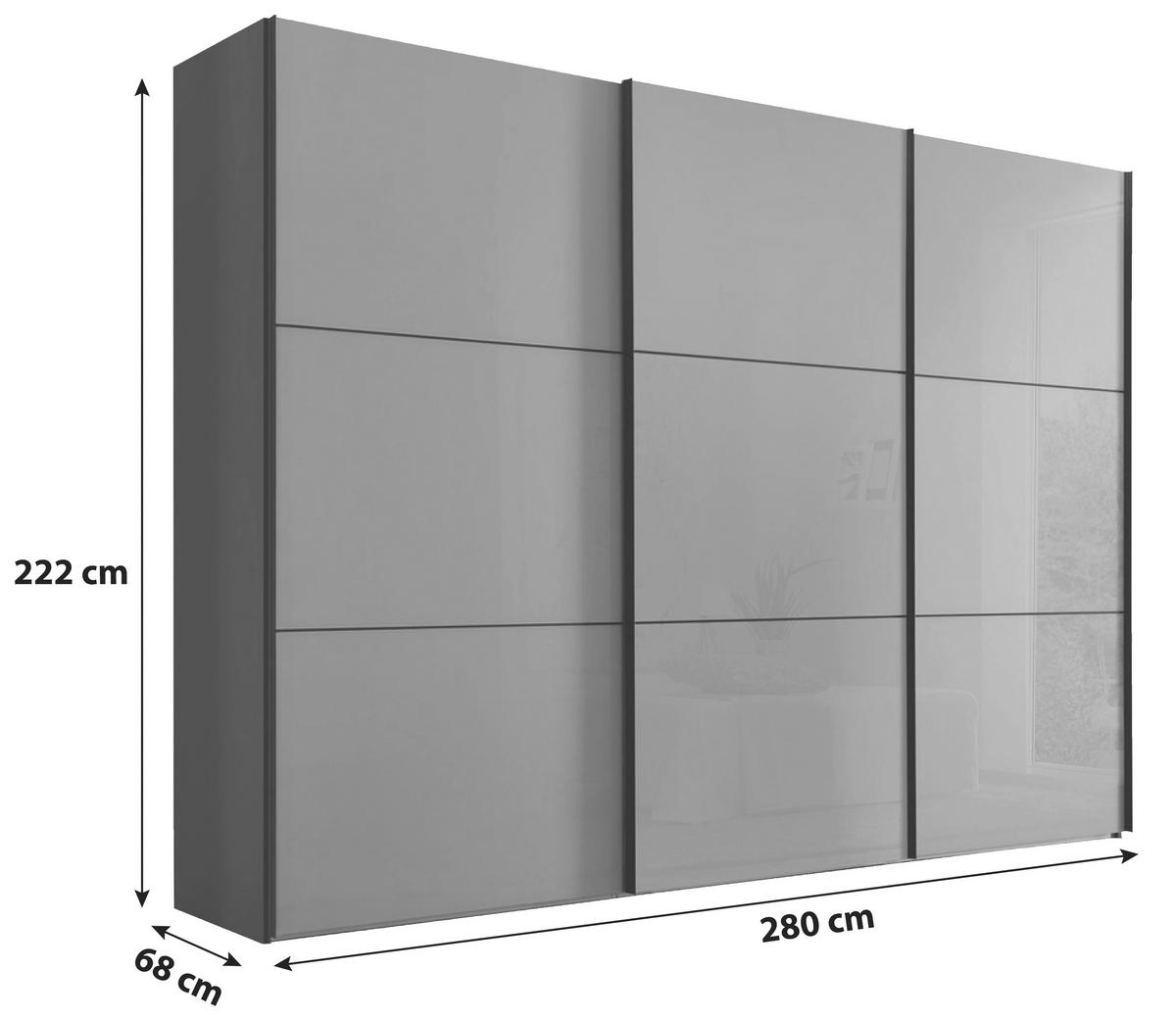 Ormar Sa Staklenim Kliznim Vratima Includo - bijela/tamno siva, Moderno, staklo/drvni materijal (280/222/68cm) - Premium Living