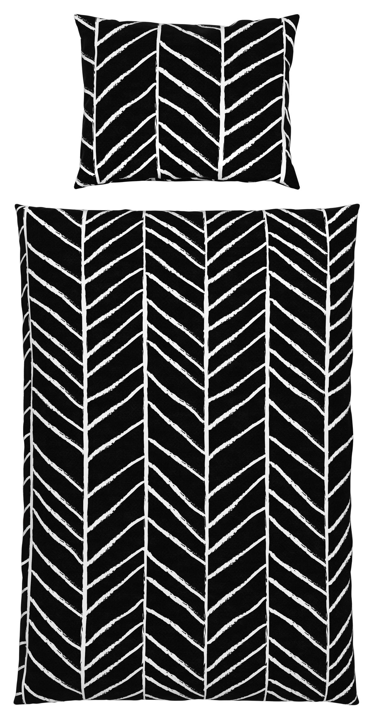 Posteljina Marble 140x200/60x80cm - crna, Konvencionalno, tekstil (140/200cm) - Modern Living