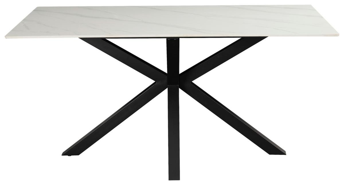 Jedilna miza Romana, 160x70cm - črna/bela, Moderno, kovina/keramika (160/90/76cm) - MID.YOU