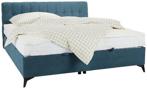 Boxbett in Hellblau ca. 180x200cm - Schwarz/Hellblau, KONVENTIONELL, Holzwerkstoff/Kunststoff (180/200cm) - Mömax