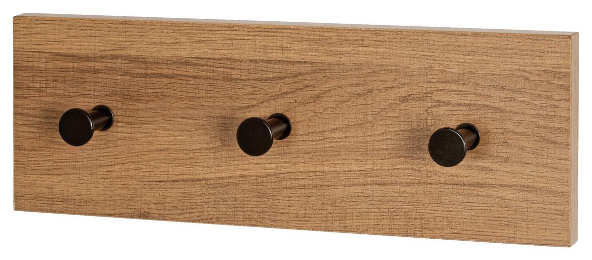 LISTWA Z WIESZAKAMI PARMA 1 -EXKLUSIV- -SB- - kolor dębowy/czarny, Modern, materiał drewnopochodny/metal (35/12/5cm) - Mömax