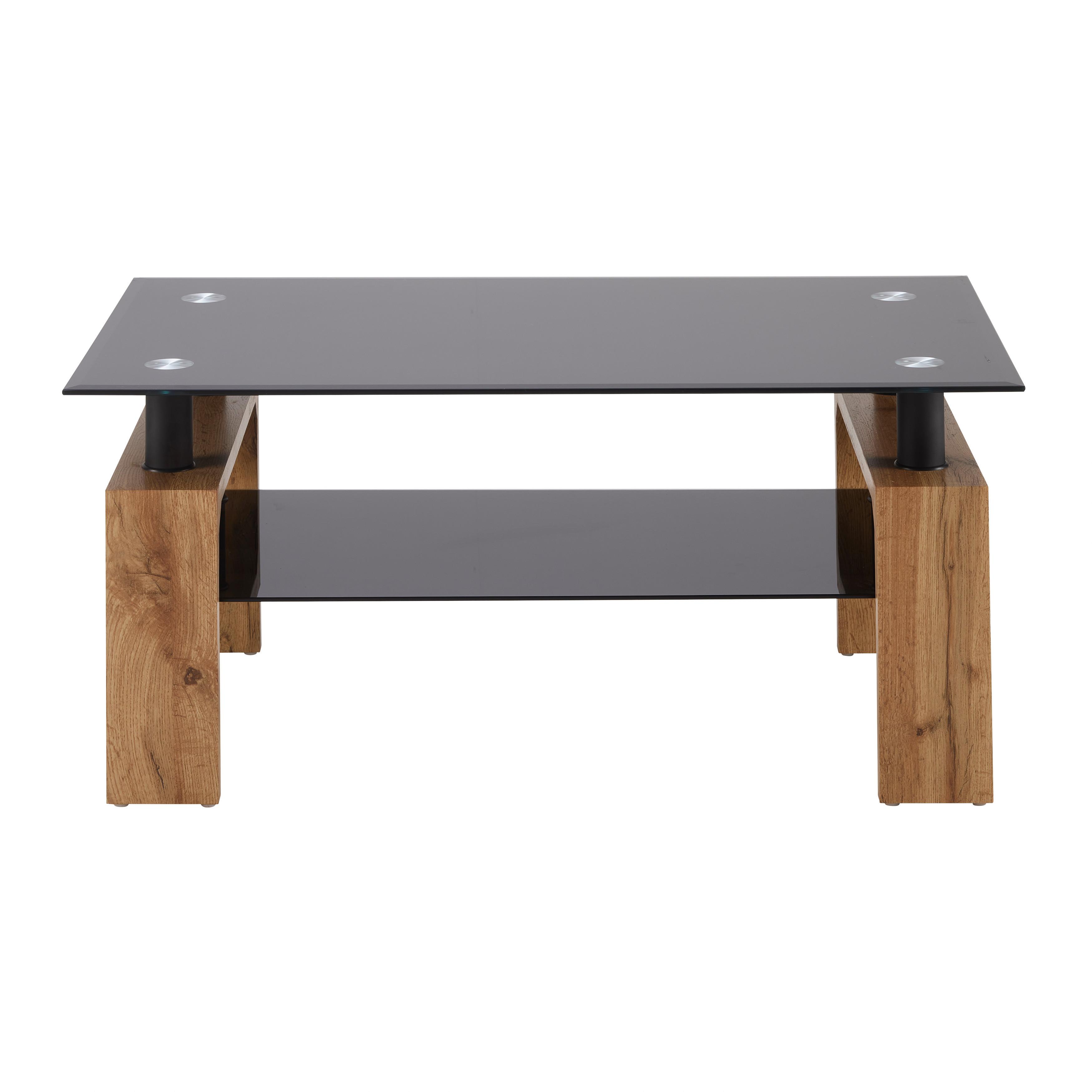 SOFFBORD INTRO - svart/ekfärgad, Modern, metall/trämaterial (100/60/45cm) - Mömax