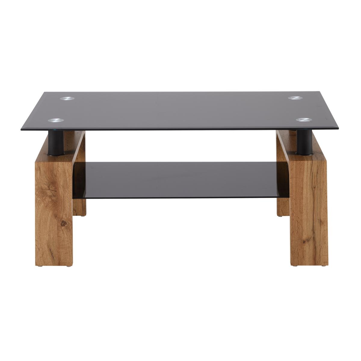 Stolić Intro - boje hrasta/crna, Moderno, staklo/drvni materijal (100/60/45cm) - Modern Living