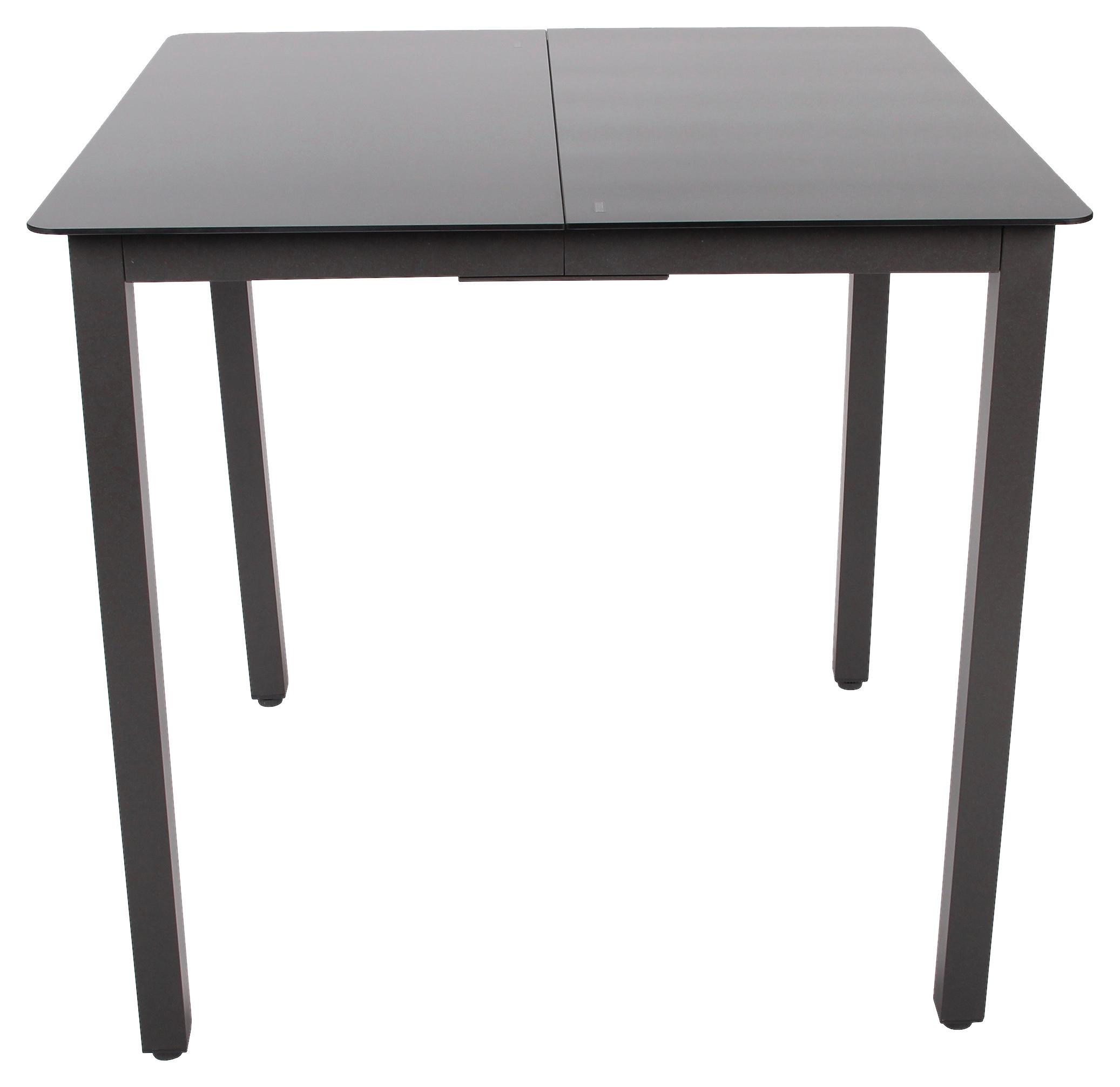 Gartentisch ca. 80x73x80 cm Schwarz - Schwarz, Basics, Glas/Metall (80/73/80cm) - MID.YOU