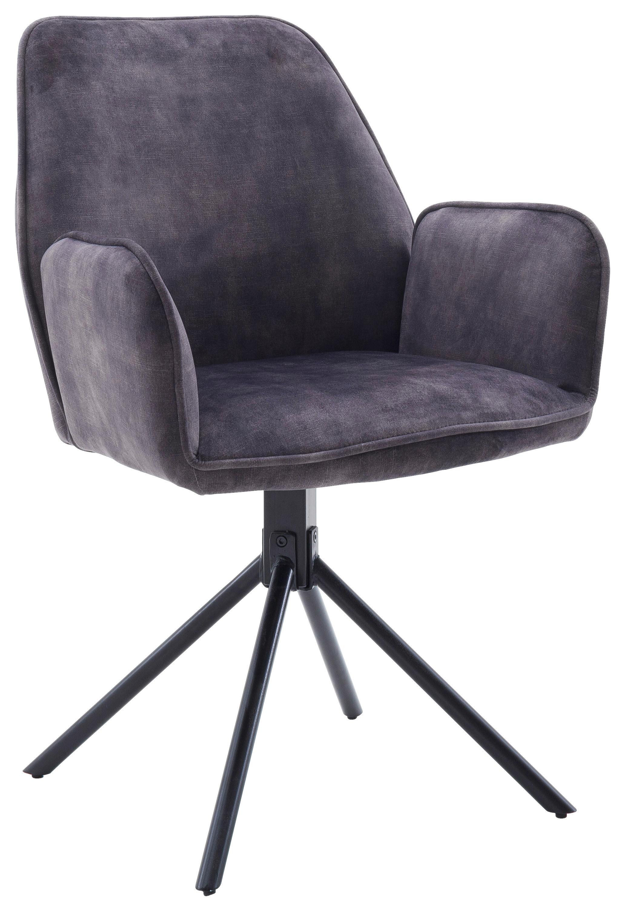 Armlehnstuhl Ottawa in Anthrazit - Anthrazit/Schwarz, Modern, Textil/Metall (60/86/62cm) - Premium Living