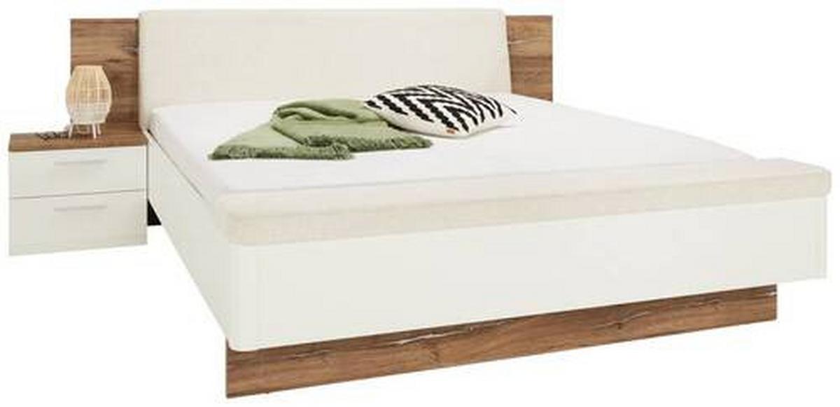 Bettanlage in Eichefarben ca.180x200cm - Weiss/Eichefarben, Konventionell, Holzwerkstoff (180/200cm) - Premium Living