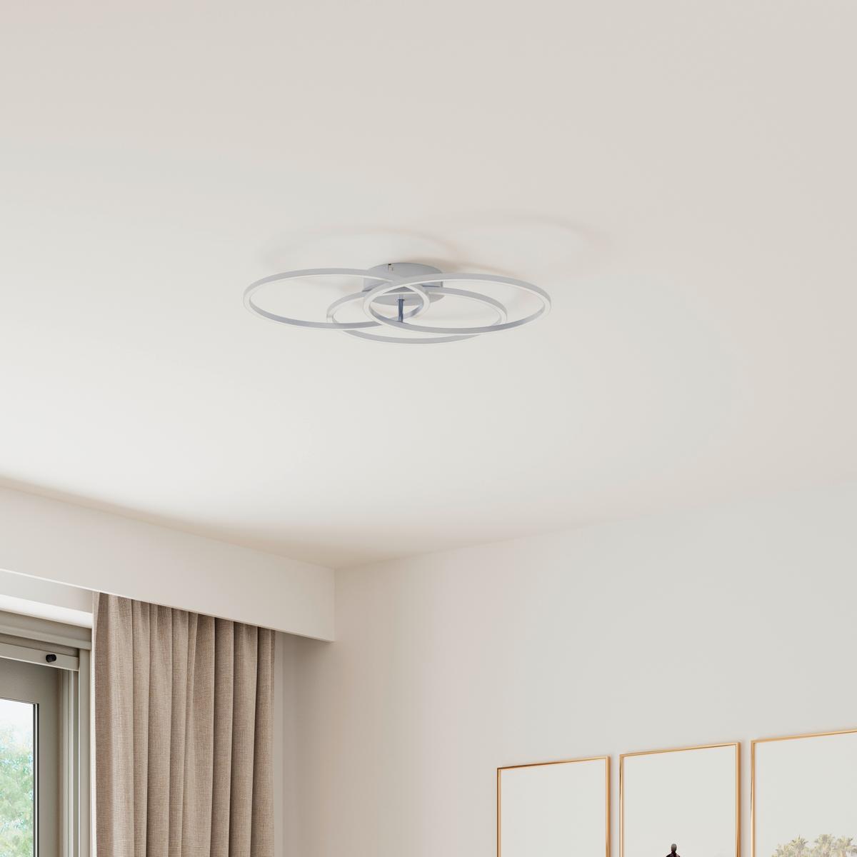 LAMPA SUFITOWA LED FONTANA *SBN* - kolor aluminiowy, Design, tworzywo sztuczne/metal (71/52/9cm) - Novel