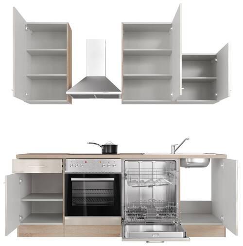 Kuhinjski Blok Z Aparati Nepal, Kašmir, Barva Hrasta - barve nerjavečega jekla/kašmir, Moderno, kovina/leseni material (220cm) - FlexWell