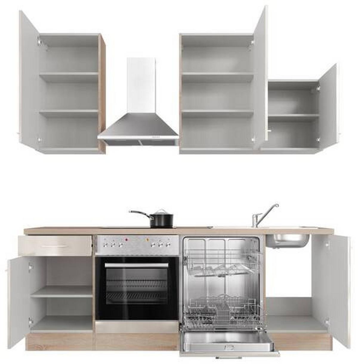 Kuhinjski Blok Z Aparati Nepal, Kašmir, Barva Hrasta - barve nerjavečega jekla/kašmir, Moderno, kovina/leseni material (220cm) - FlexWell