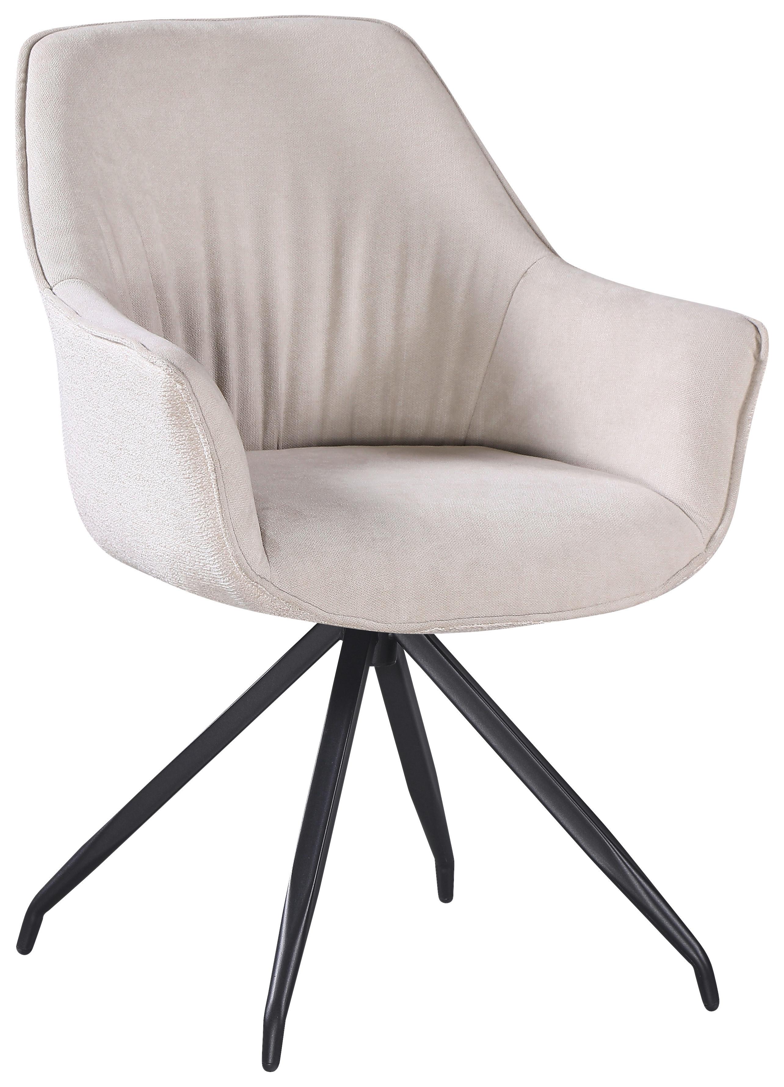 Armlehnstuhl Nova Beige - Beige/Schwarz, MODERN, Textil/Metall (64/85/62cm) - Premium Living