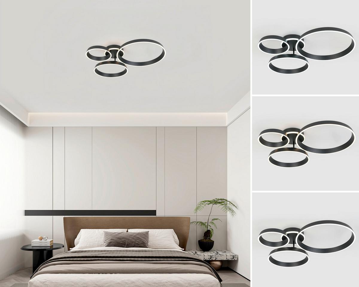 LED-Deckenleuchte Star Schwarz matt max. 42 Watt - Schwarz, MODERN, Kunststoff/Metall (64,5/74,5/14cm) - Mömax