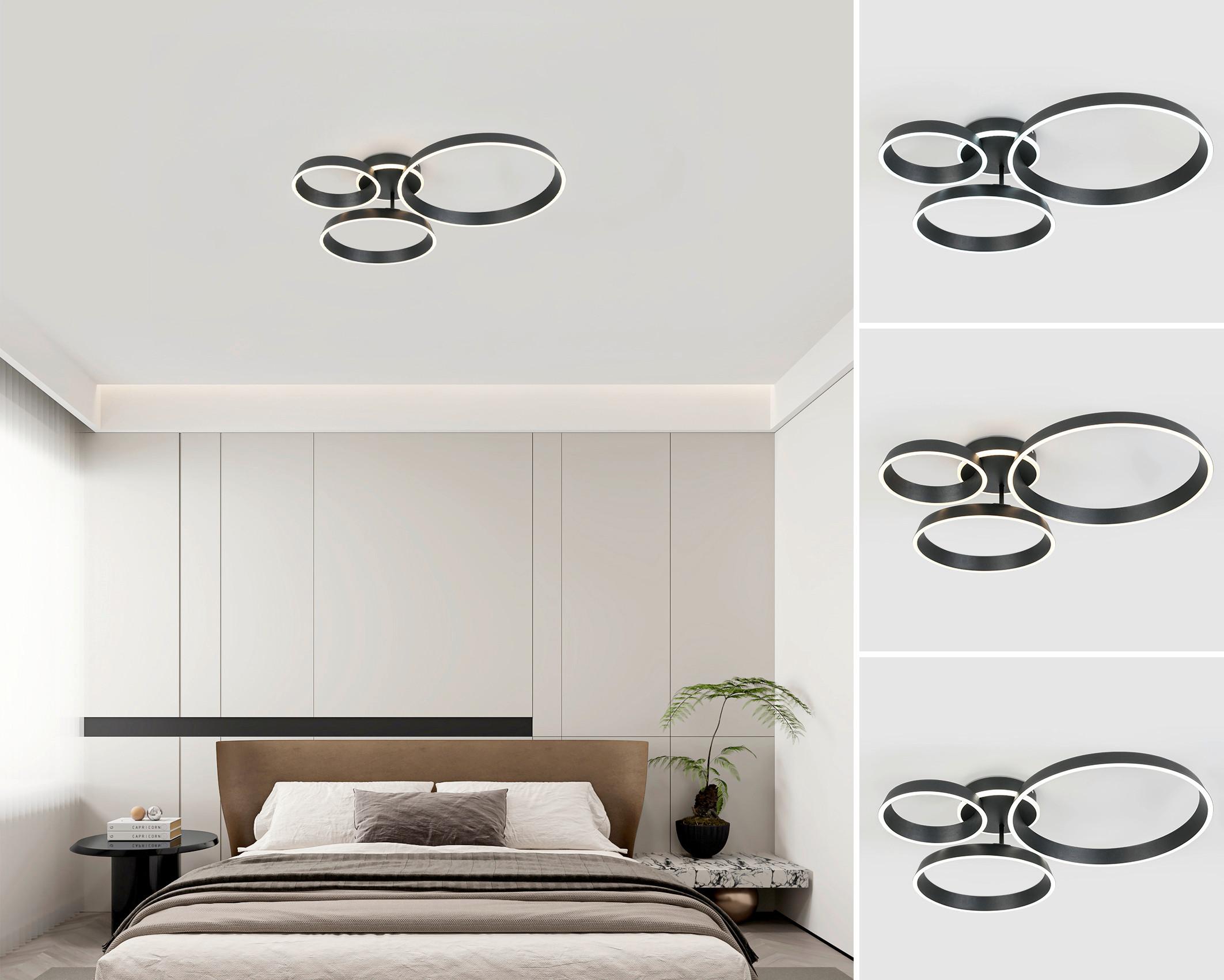 LED-TAKLAMPA STAR - svart, Modern, metall/plast (64,5/74,5/14cm) - Mömax