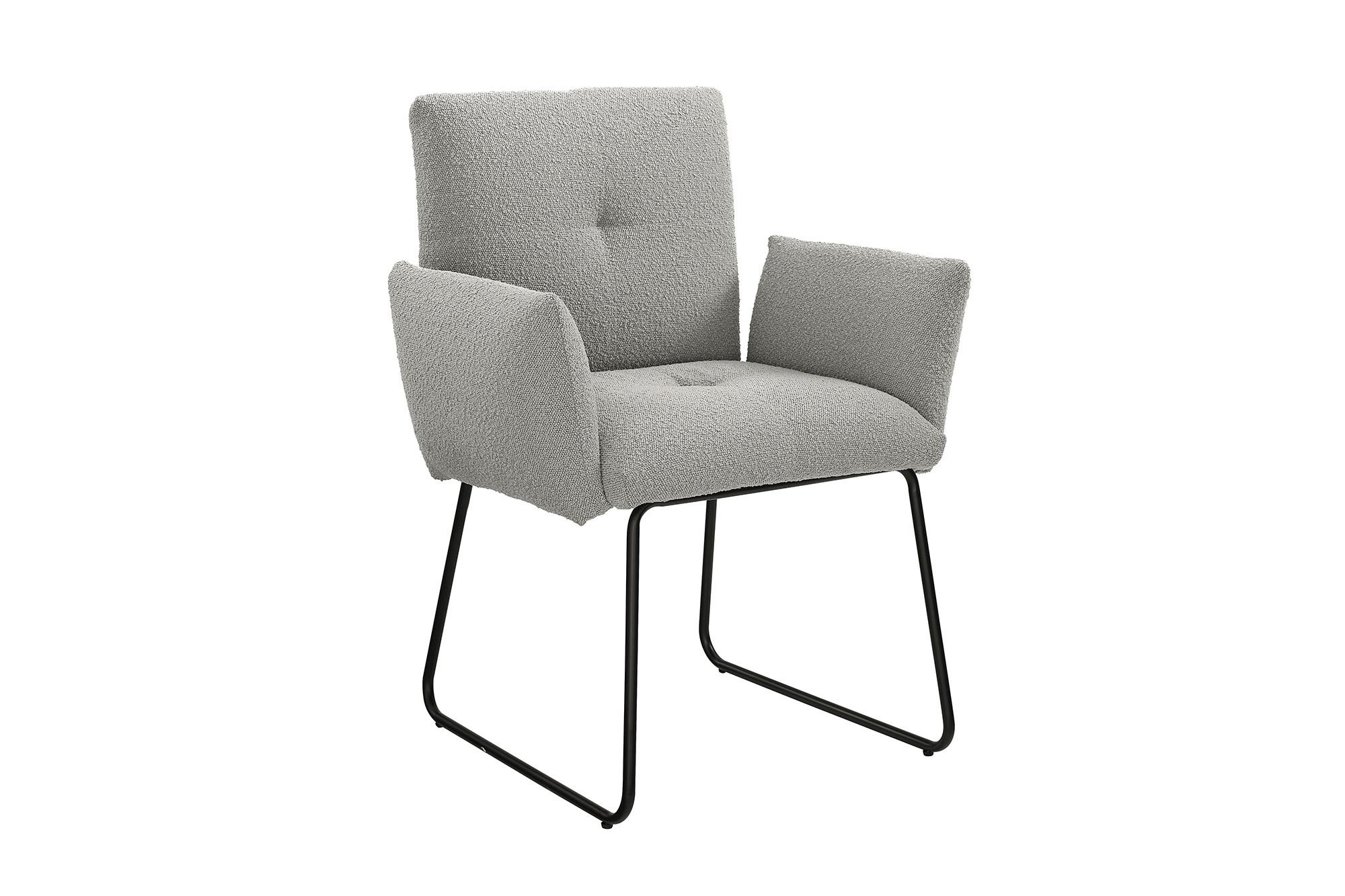 Naslanjač Bouclé, Svetlo Siva - črna/svetlo siva, Moderno, kovina/tekstil (73,5/87/64,5cm) - Livetastic