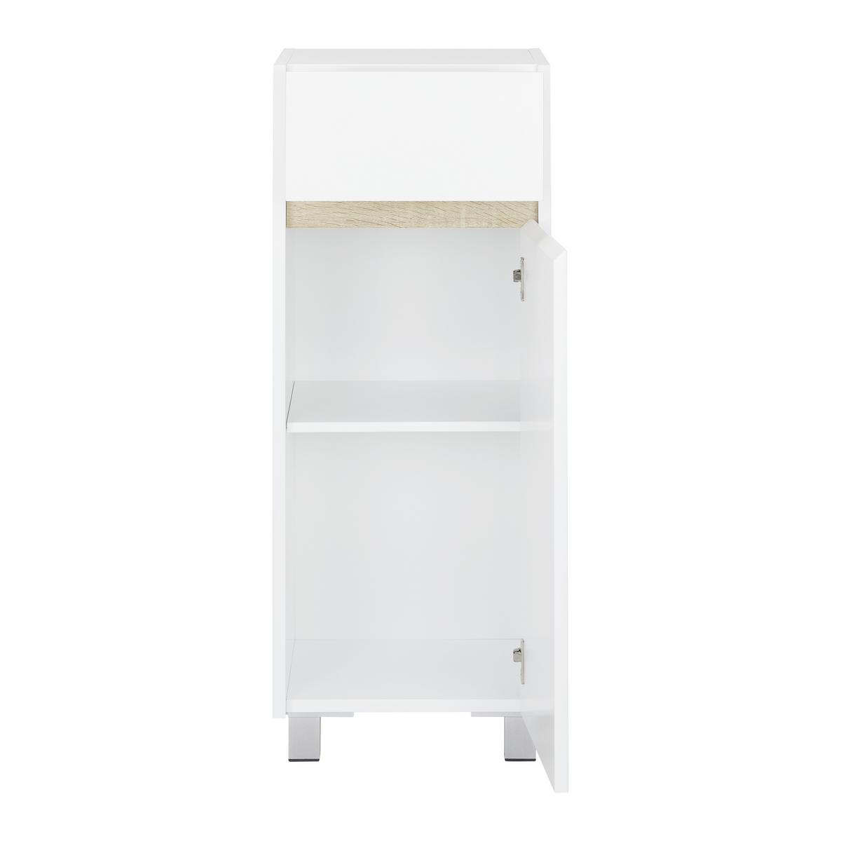 Unterschrank Massimo Weiß ca. 32x89x30 cm - Silberfarben/Weiß, MODERN, Kunststoff (33/85/30cm) - Bessagi Home
