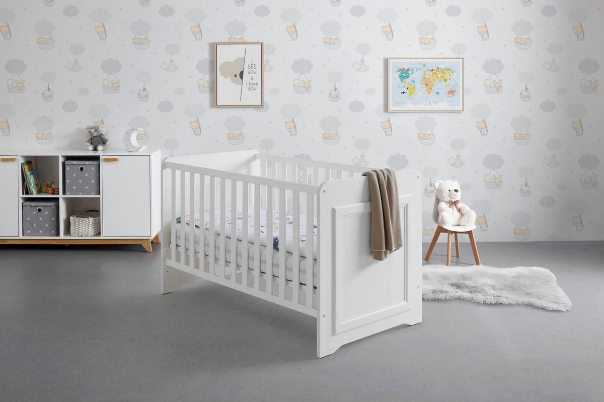 Gitterbett Marilou in Weiss ca. 70x140cm - Weiss, Romantik / Landhaus, Holzwerkstoff (70/140cm) - Zandiara