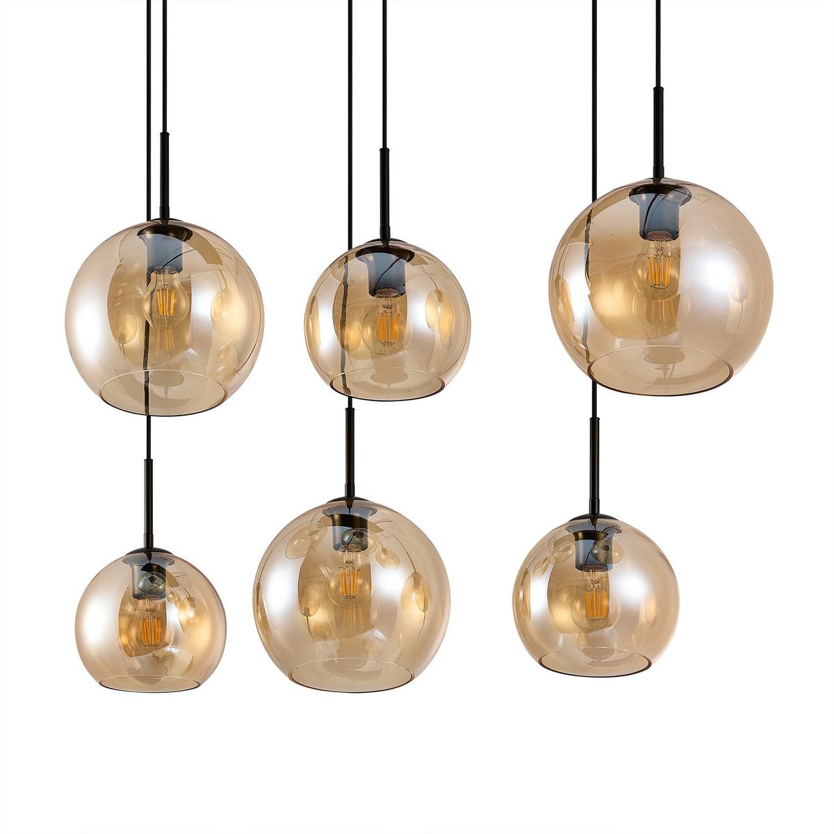 LAMPA WISZĄCA AMELIE *SBN* - kolor bursztynowy, Basics, metal/szkło (97,5/42,5/150cm) - Novel