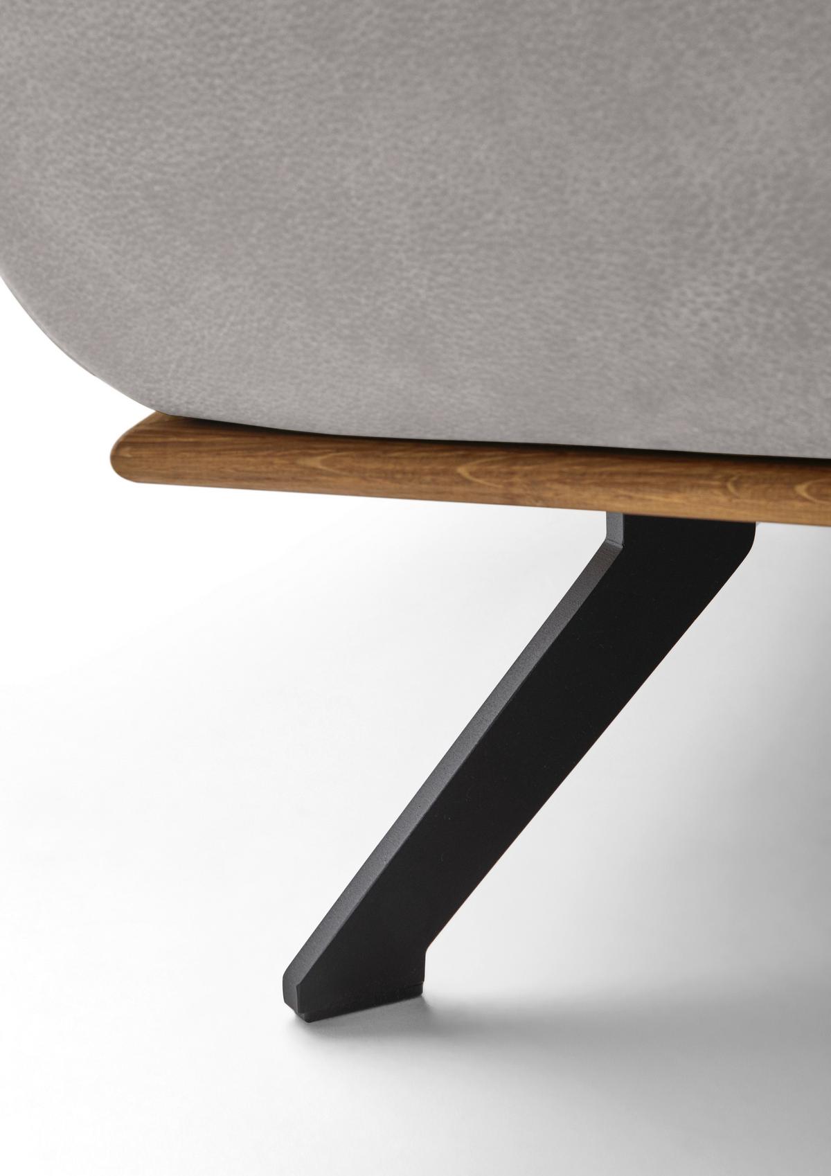 Wohnlandschaft Erling Hellgrau - Beige/Hellgrau, MODERN, Leder/Metall (322/89/187cm) - Premium Living