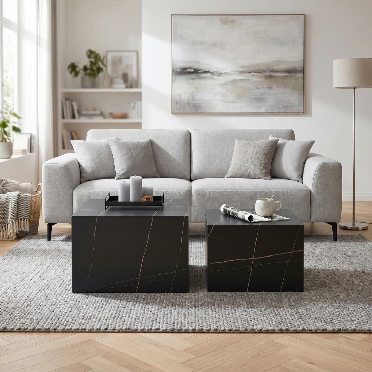 Klubska Miza Herringone - črna, Moderno, leseni material (52/60/35/40/52/60cm) - Mömax