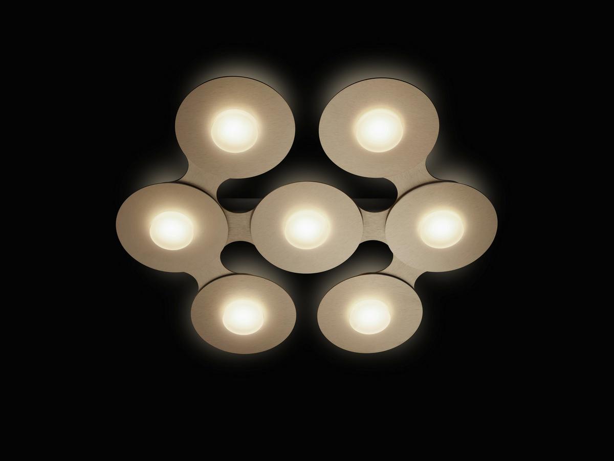 LAMPA SUFITOWA LED 77-830-090 LED DL DISC - kolor złoty/brązowy, Design, metal (57,7/52,2/6,6cm) - Grossmann