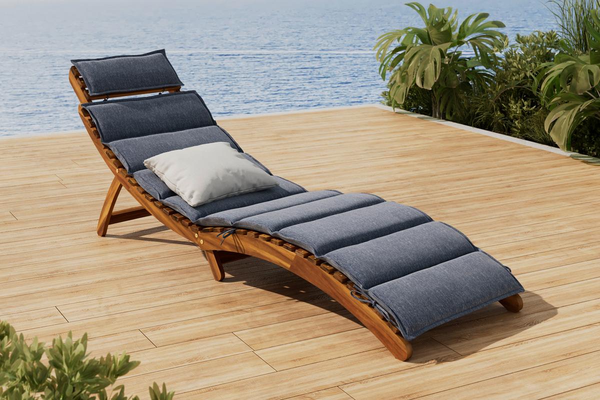 Napozóágy Natalie - szürke, Natur, textil/fa (180/62/54cm) - Mömax