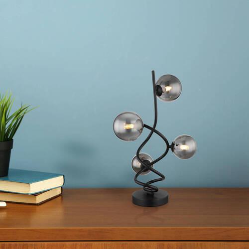 LED-Tischleuchte Riha Schwarz max. 3,5 Watt - Schwarz, Design, Glas/Kunststoff (15/52cm) - Globo