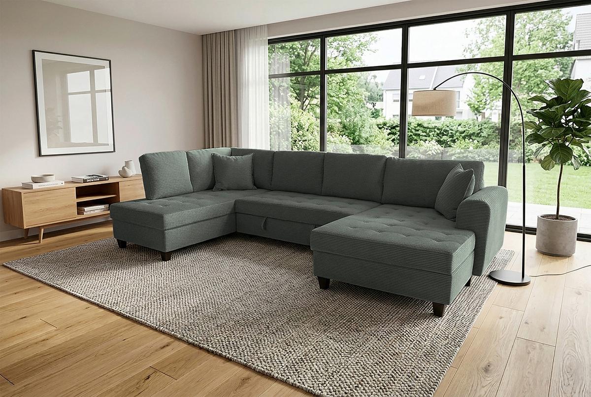 Kutna Garnitura Moritz - zelena, Trend, tekstil (178/324/155cm)