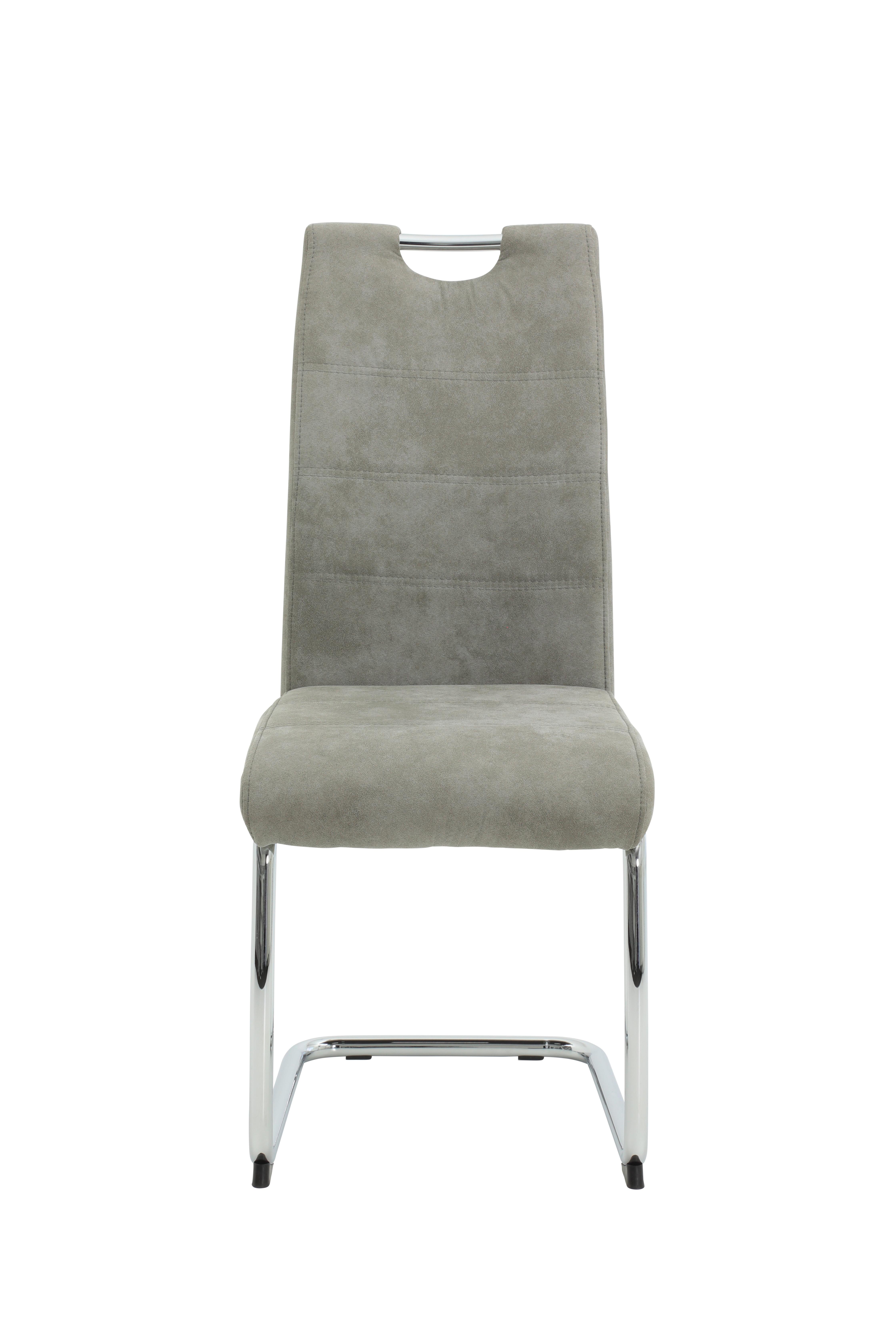 Schwingstuhl-Set Flora II S 2er-Set ca. 43x98 cm Grau - Chromfarben/Grau, MODERN, Textil/Metall (43/98/59cm) - MID.YOU