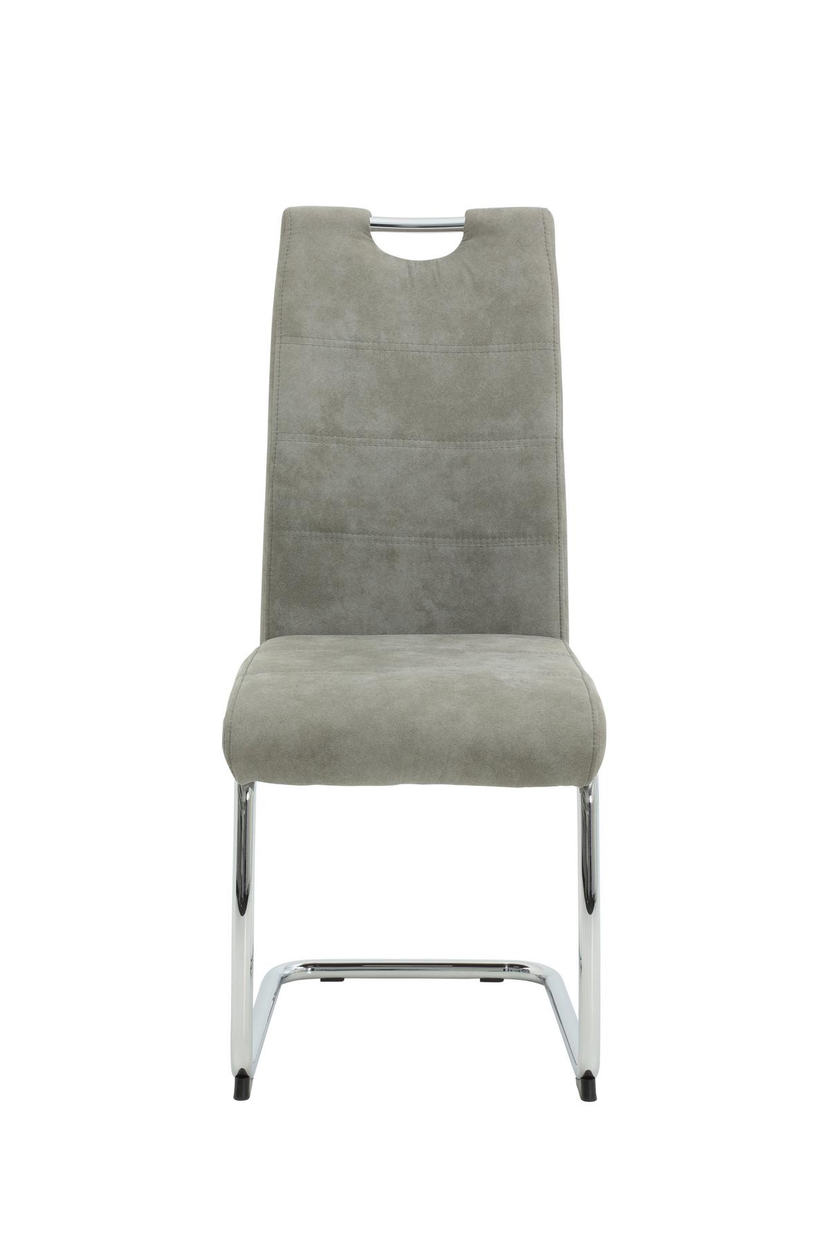 Schwingstuhl-Set Flora II S 2er-Set ca. 43x98 cm Grau - Chromfarben/Grau, MODERN, Textil/Metall (43/98/59cm) - MID.YOU