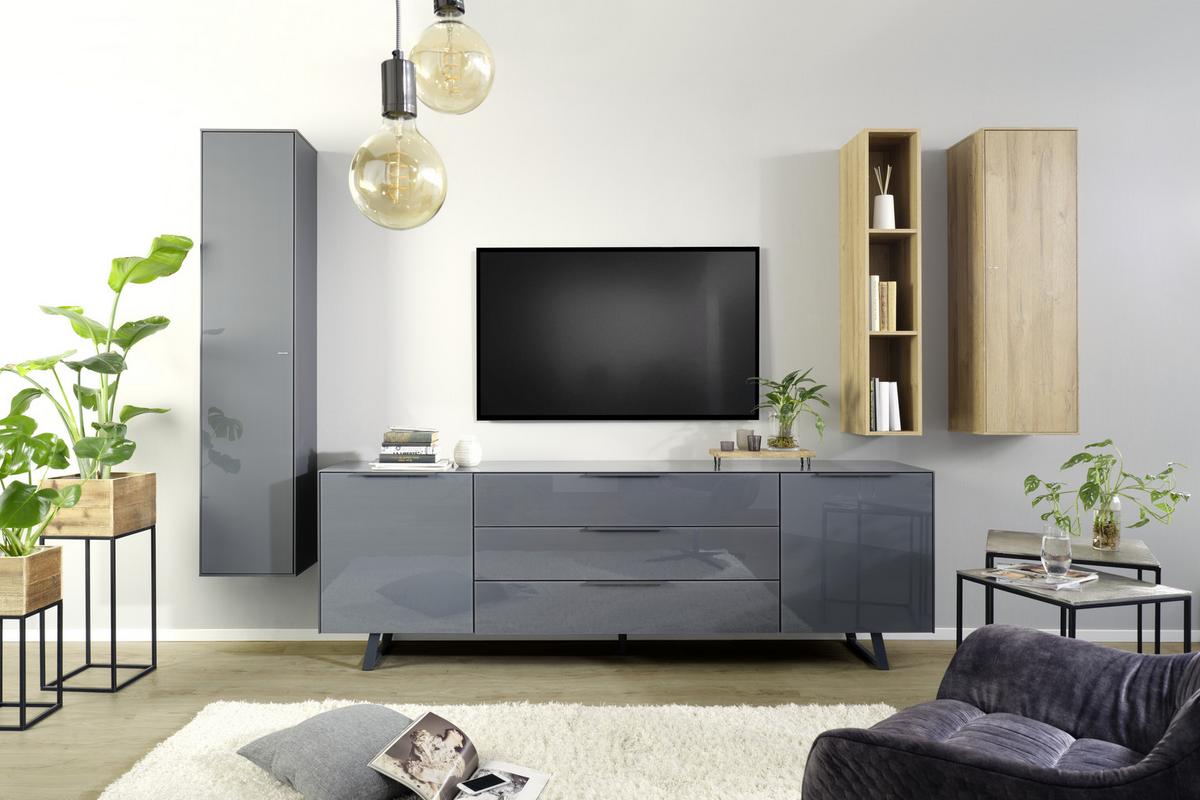 Viseči Element Max Box - antracit, Moderno, steklo/leseni material (38/175/32cm) - Premium Living