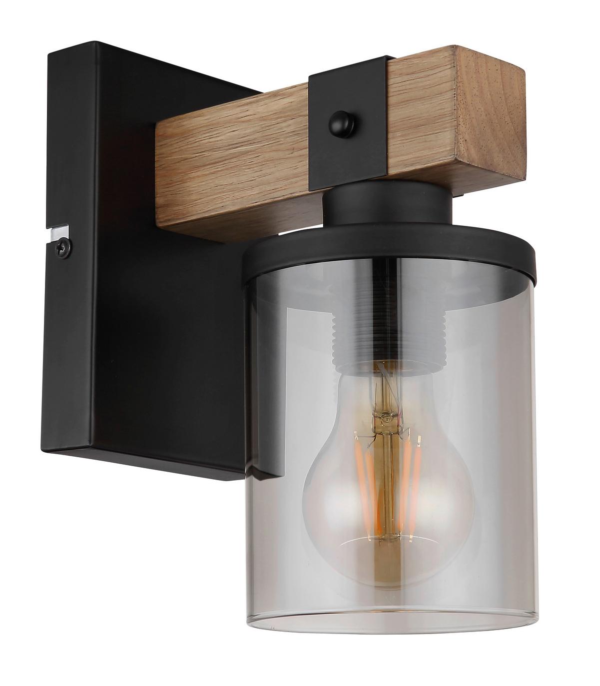 Stenska Svetilka 15555w - siva/črna, Natur, kovina/steklo (10/17/22,5cm) - Globo