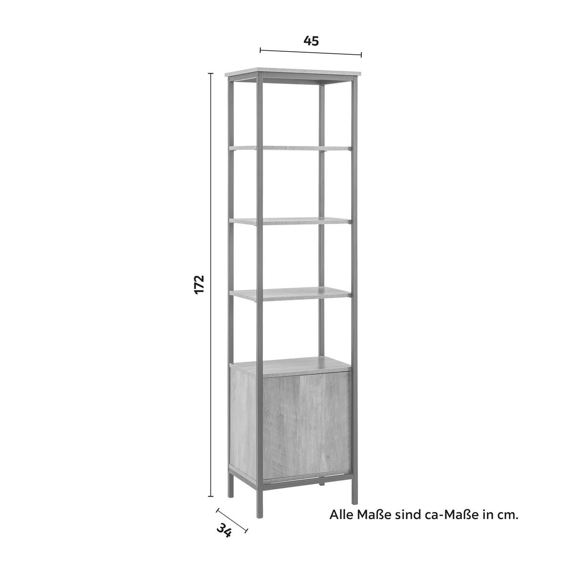Hochschrank Dell Braun/Schwarz ca. 45x172x34 cm - Schwarz/Naturfarben, MODERN, Holzwerkstoff/Metall (45/172/34cm) - Bessagi Home