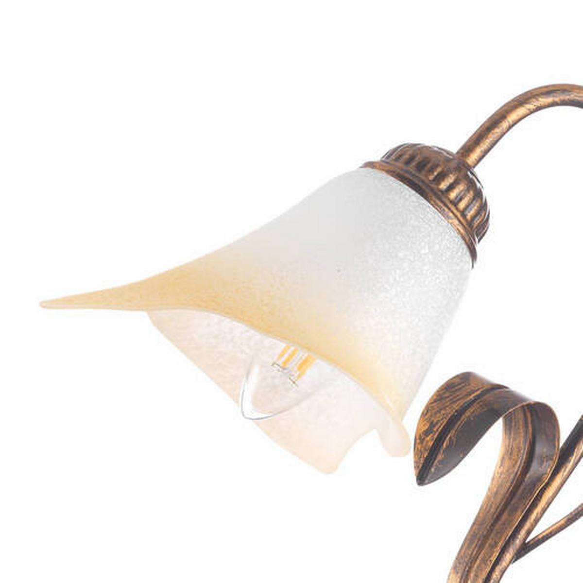 Tischleuchte Lucrezia Bronzo Weiß max. 6 Watt - Bronzefarben/Weiß, Natur, Metall (25/31cm)