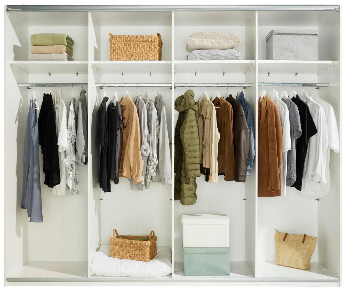 Schwebetürenschrank in Weiss - Weiss/Alufarben, Konventionell, Holzwerkstoff/Metall (270/226/60cm) - Premium Living