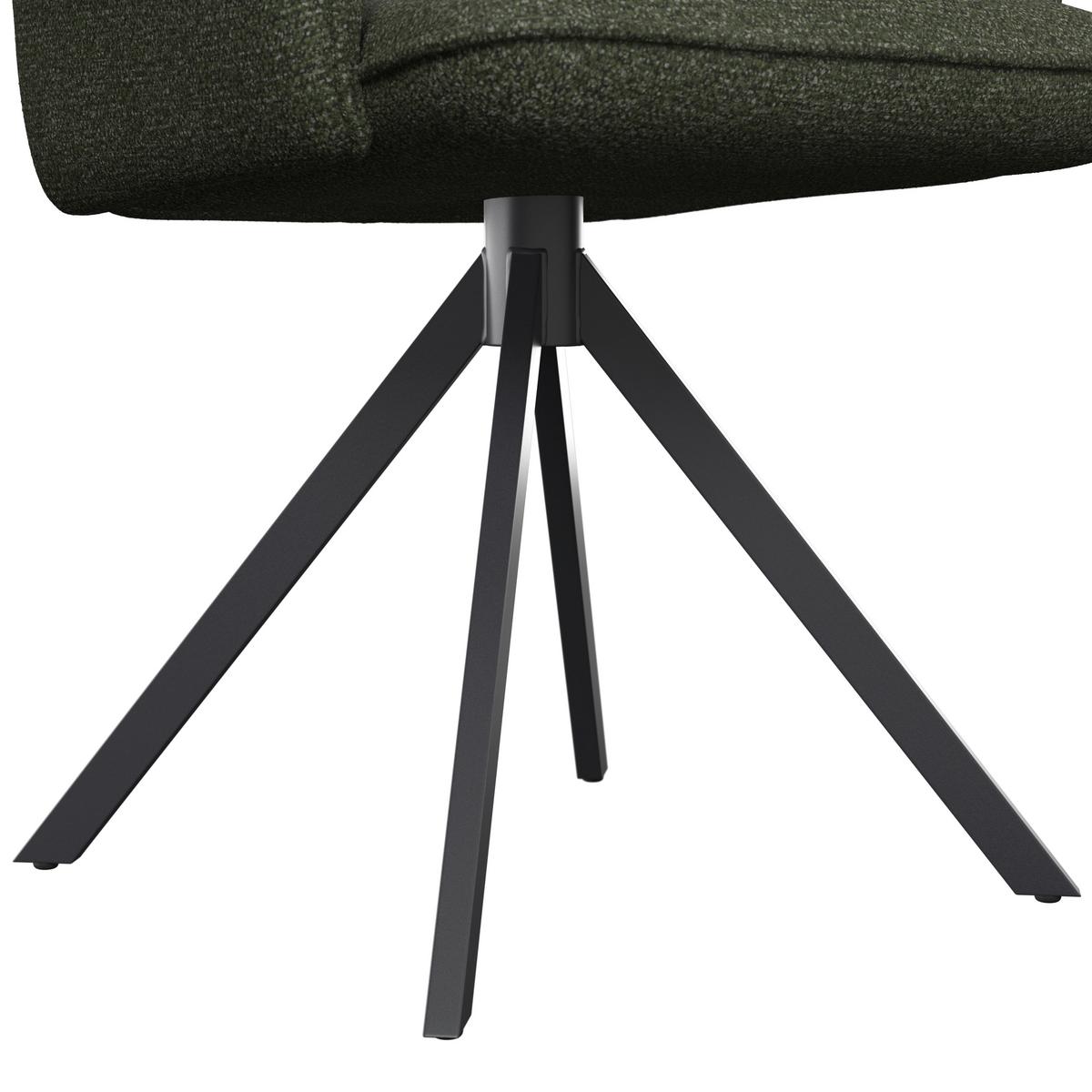 Armlehnstuhl Tess Grün Chenille Drehbar Gepolstert - Schwarz/Grün, MODERN, Holz/Textil (64/90/63cm) - Bessagi Home