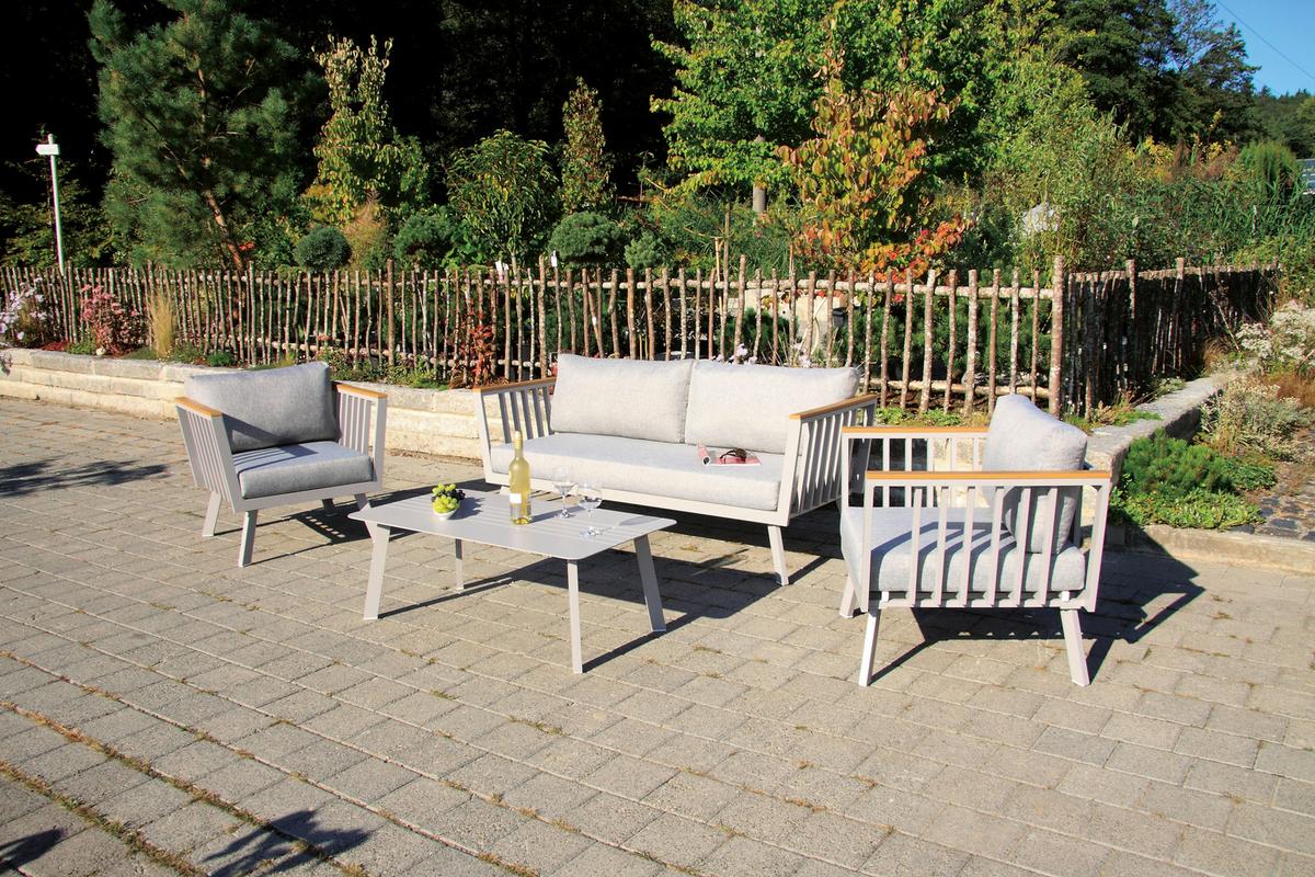 Lounge Garnitura Gondola, Siva, 4-Delno - barva tikovine/rjavosiva, Moderno, kovina/umetna masa (175/70/72cm) - Acamp