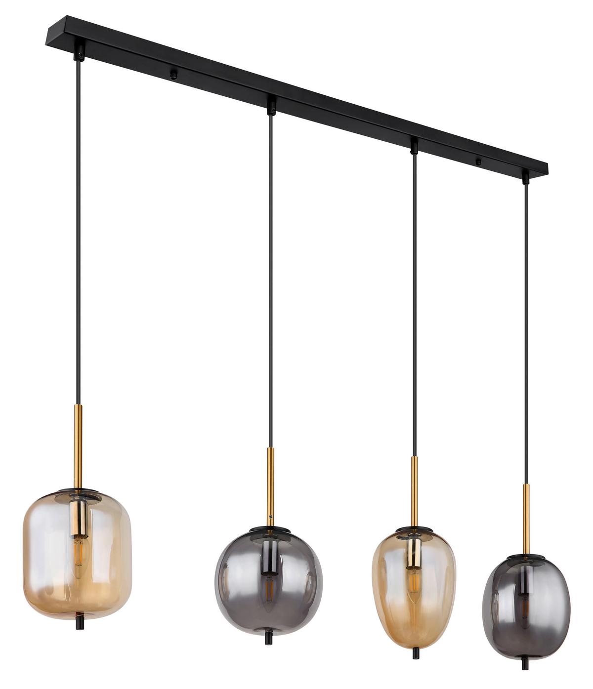 Svjetiljka Viseća 15345-4a Blacky - boje mjeda/crna, Design, staklo/metal (110/18,5/120cm) - Globo
