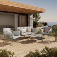 Gartenmöbel-Set Betty - Beige/Grün, Modern, Glas/Textil